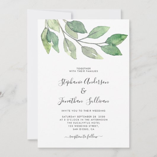 Rustiek botanisch groen kaart (Voorkant)