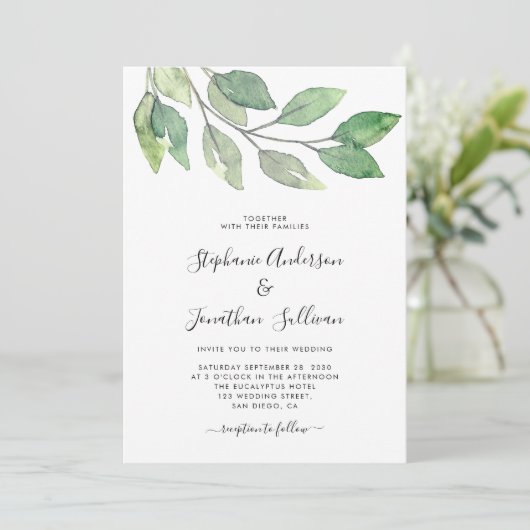 Rustiek botanisch groen kaart (Staand voorkant)