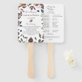 Rustiek botanisch huwelijksprogramma handwaaier (Voorkant en achterkant)