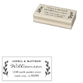 Rustiek Botanisch Paar Bruiloft Retouradres Rubberstempel (Gestempeld)