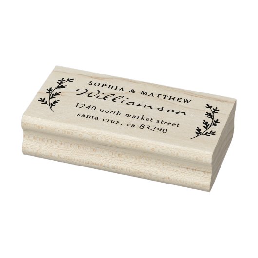 Rustiek Botanisch Paar Bruiloft Retouradres Rubberstempel (Stempel)