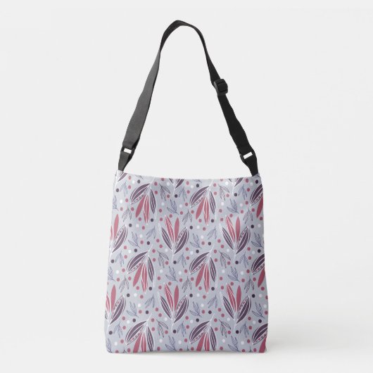 Rustiek botanisch patroon rood grijs crossbody tas (Achterkant)