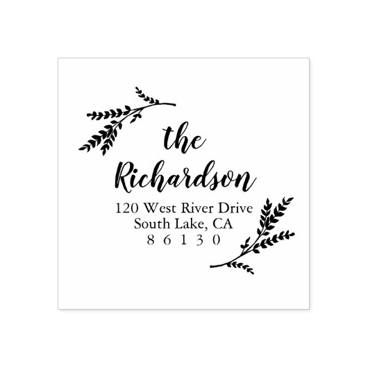 Rustiek Botanisch Terugkeeradres Zelf-inkt Rubberstempel (Afrduk)