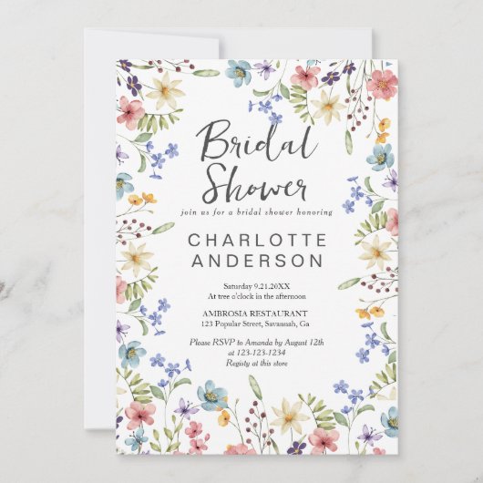 Rustiek Botanisch Wildflower Wit Vrijgezellenfeest Kaart (Voorkant)