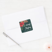 Rustiek Bough | Waterverf Kerst Gepersonaliseerd Vierkante Sticker (Envelop)