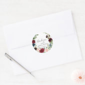 Rustiek Bourgogne Blauw Boho Bloemen Vrijgezellenf Ronde Sticker (Envelop)