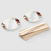 Rustiek Bourgogne Ivoor Bloemen Roest Trouwprogram Handwaaier (Niet-gemonteerd)