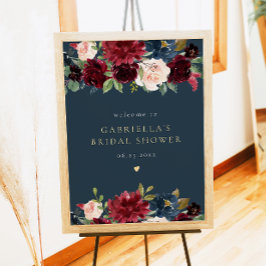 Rustiek Bourgogne Navy Floral Vrijgezellenfeest We Poster