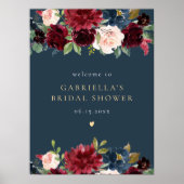 Rustiek Bourgogne Navy Floral Vrijgezellenfeest We Poster (Voorkant)