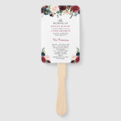 Rustiek Bourgogne Rood Blauw Bloemen Bruiloft Prog Handwaaier (Voorkant)