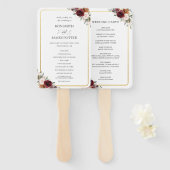 Rustiek Bourgogne Sinaasappel Roze Bloemen Trouwpr Handwaaier (Voorkant en achterkant)