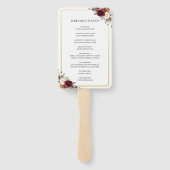 Rustiek Bourgogne Sinaasappel Roze Bloemen Trouwpr Handwaaier (Achterkant)