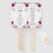 Rustiek Bourgondië Blush Marine Bloemen Huwelijk P Handwaaier (Voorkant en achterkant)