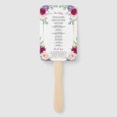 Rustiek Bourgondië Blush Marine Bloemen Huwelijk P Handwaaier (Achterkant)