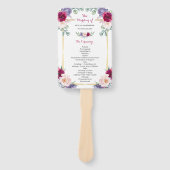 Rustiek Bourgondië Blush Marine Bloemen Huwelijk P Handwaaier (Voorkant)