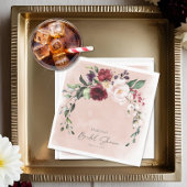 Rustiek Bourgondië & Blush Roze Rozen Vrijgezellen Servet