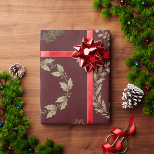 Rustiek Bourgondië botanische winter Kerstmis Cadeaupapier