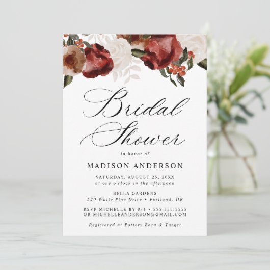 Rustiek Bourgondië en Ivoor Rozen Vrijgezellenfees Kaart (Staand voorkant)