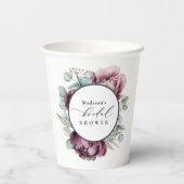 Rustiek Bourgondië en Plum Floral Vrijgezellenfees Papieren Bekers (Achterkant)