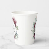 Rustiek Bourgondië en Plum Floral Vrijgezellenfees Papieren Bekers (Rechts)