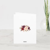 Rustiek Bourgondië Floral Gold Lijst Dank u Bedankkaart (Achterkant)