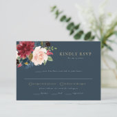 Rustiek Bourgondië Floral Meal Choice RSVP Briefka Kaart (Staand voorkant)