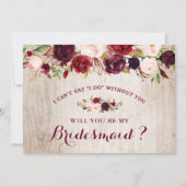 Rustiek Bourgondië Floral wordt mijn bruidsmeisje Kaart (Voorkant)