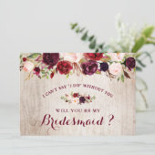 Rustiek Bourgondië Floral wordt mijn bruidsmeisje Kaart (Staand voorkant)