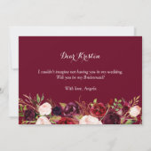 Rustiek Bourgondië Floral wordt mijn bruidsmeisje Kaart (Achterkant)