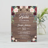 Rustiek Bourgondië Marsala Bloemen Vrijgezellenfee Kaart (Staand voorkant)