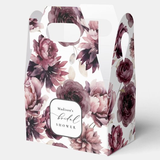 Rustiek Bourgondië Plum Floral Vrijgezellenfeest Bedankdoosjes (Geopend)