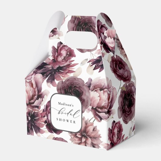 Rustiek Bourgondië Plum Floral Vrijgezellenfeest Bedankdoosjes (Voorkant Zijde)