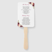 Rustiek Bourgondië rood bloemen klassieke bruiloft Handwaaier (Achterkant)