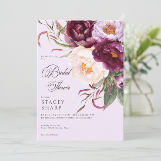 Rustiek Bourgondië & Roze Pioenrozen Vrijgezellenf Kaart (Staand voorkant)