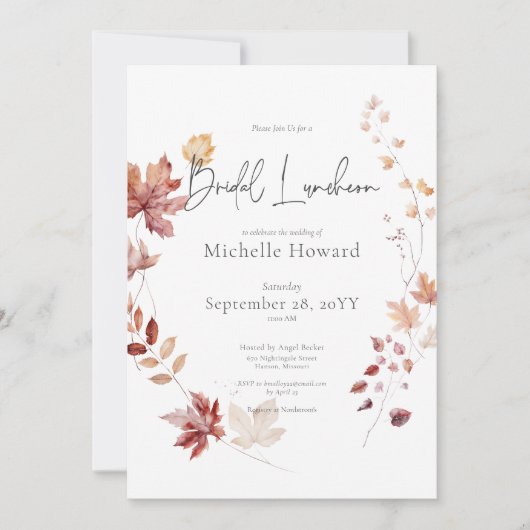 Rustiek Bourgondië & Rust Fall laat bruids lunch Kaart (Voorkant)