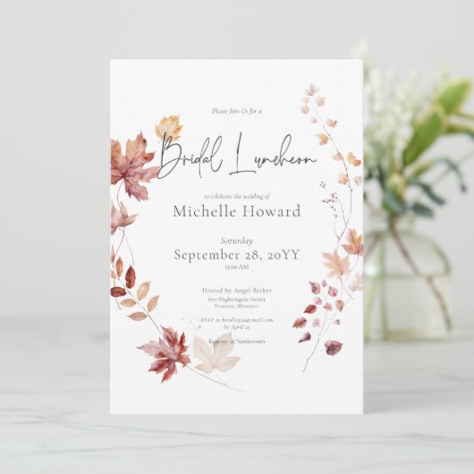 Rustiek Bourgondië & Rust Fall laat bruids lunch Kaart (Staand voorkant)