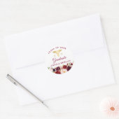 Rustiek Bourgondisch Bloemen Verpleging Afstuderen Ronde Sticker (Envelop)