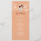 Rustiek Bourgondisch Floral bruiloft programma Programmakaart (Voorkant)