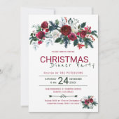 Rustiek Bourgondisch Groen Kerstdiner Kaart (Voorkant)