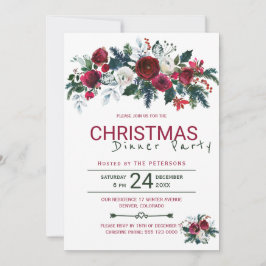 Rustiek Bourgondisch Groen Kerstdiner Kaart