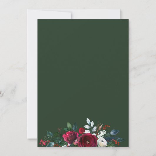 Rustiek Bourgondisch Groen Kerstdiner Kaart (Achterkant)