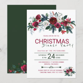 Rustiek Bourgondisch Groen Kerstdiner Kaart