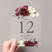 Rustiek Bourgondisch Ivoor Bloemen Trouwtafel Numm Acryl Uitnodigingen (Insitu (Draagbaar))