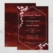 Rustiek Bourgondisch Roze Bloemen Repetitie Diner Kaart (Voorkant / Achterkant)