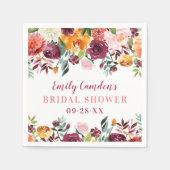 Rustiek Bourgondisch Roze Herfst Bloemen Vrijgezel Servet (Voorkant)