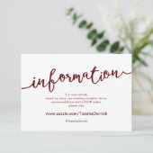 Rustiek Bourgondisch script, huwelijksdetails, RSV Informatiekaartje (Staand voorkant)