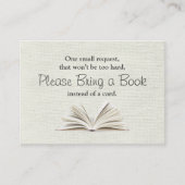 Rustiek Breng een boek Baby shower Insert Informatiekaartje (Voorkant)