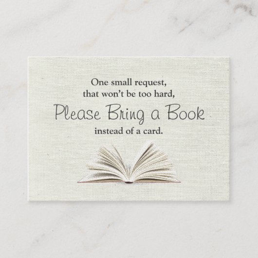 Rustiek Breng een boek Baby shower Insert Informatiekaartje (Voorkant)