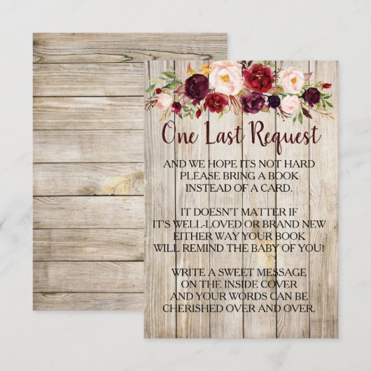 Rustiek Breng een boek in plaats van Kaart Baby sh (Voorkant / Achterkant)