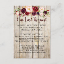 Rustiek Breng een boek in plaats van Kaart Baby sh